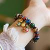 Handmade Multicolor Ash Glass Bead Bracelet With Guardian Beast Charm Family Set Boho Ethnic Style Unisex Jewelry