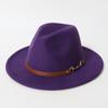 Fashionable spring and summer new wool felt hat with flat brim and wide brim, British retro jazz hat, black wool western cowboy hat