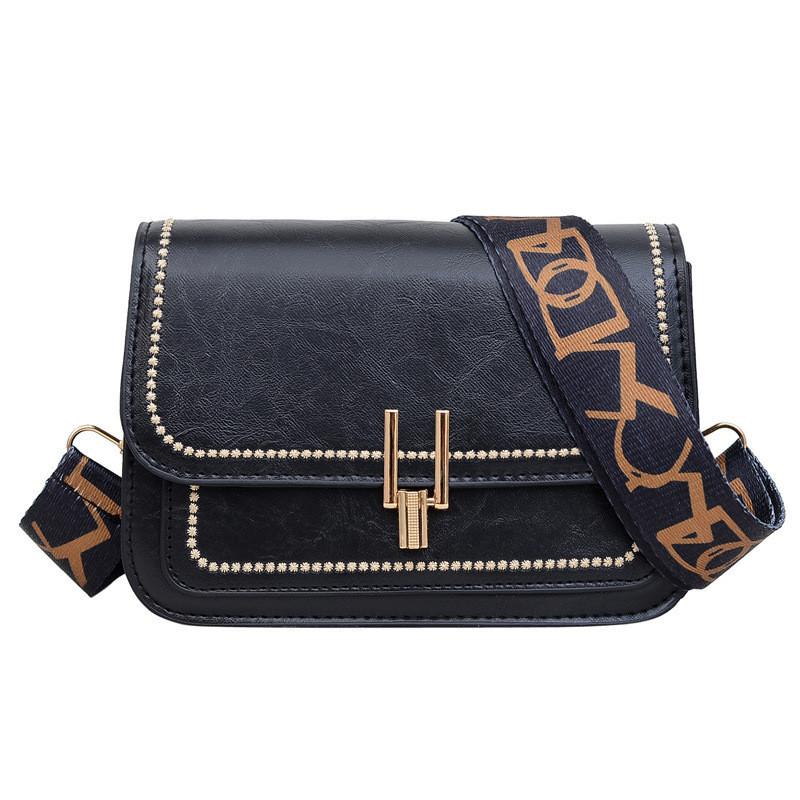 

Korean Wide Shoulder Strap Women s Bag 2024 Autumn/winter New Retro Single Shoulder Crossbody Bag Street Fashion Minimalist Commuter Small Bag чёрный