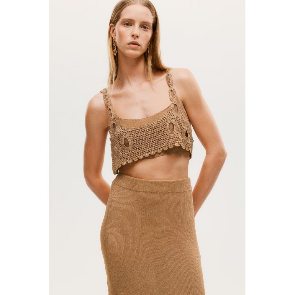 

Укороченный топ с блестками HM Crochet Look золотого цвета
