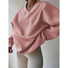 Autumn Casual Women's Solid Color Long Sleeved Round Neck Sweatshirt Loose Plus Size Sweatshirt