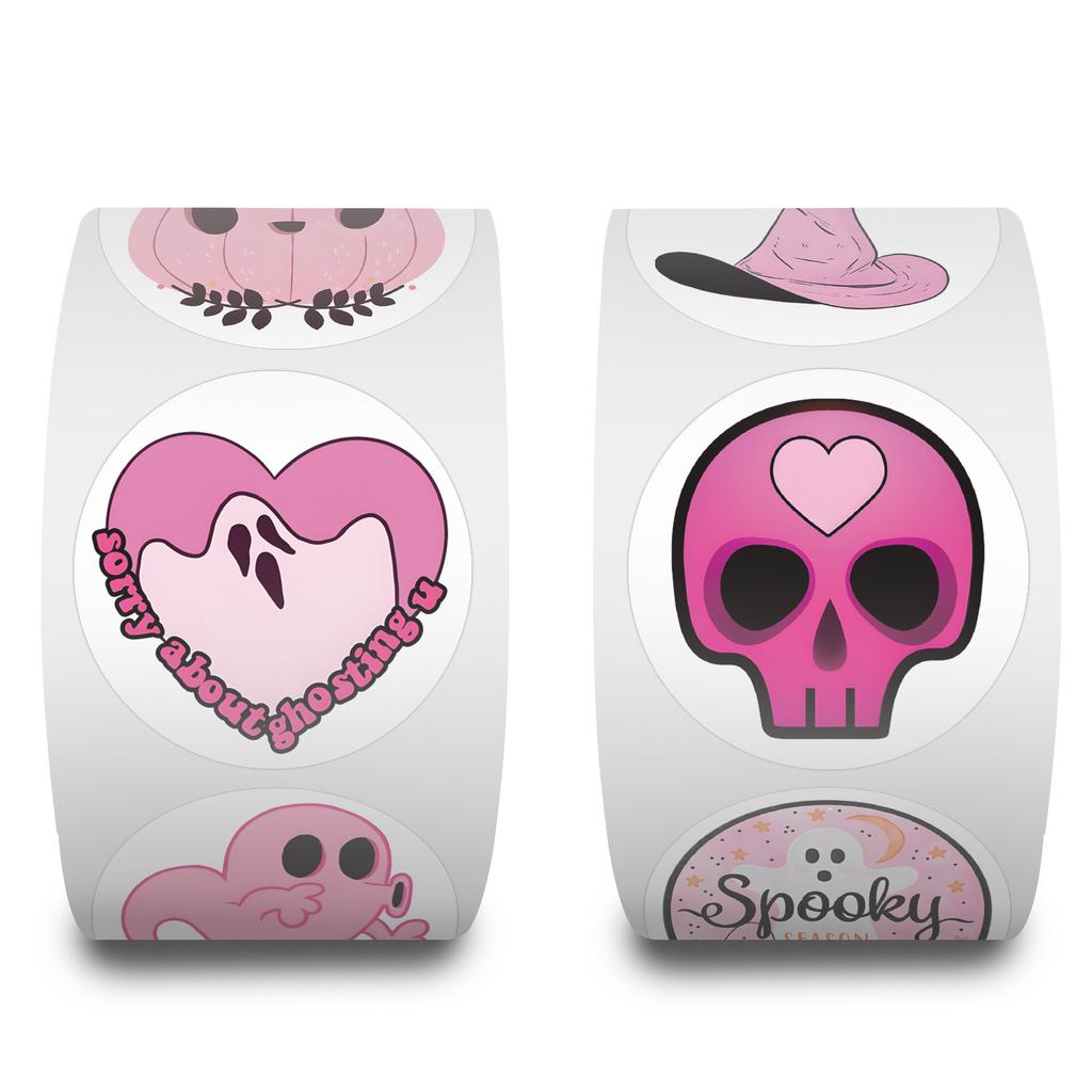 500 Stickers/roll Pink Halloween Roll Stickers Rewards Encourage Stickers Creative Handbook Roll Stickers Tape