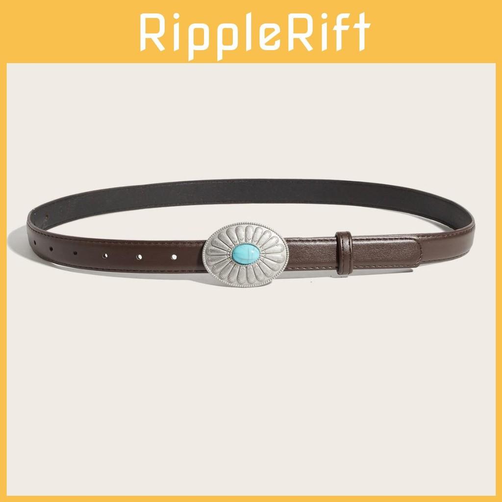 Simple Alloy Round Artificial Gemstone Snap Button Belt For Women Casual Wear
