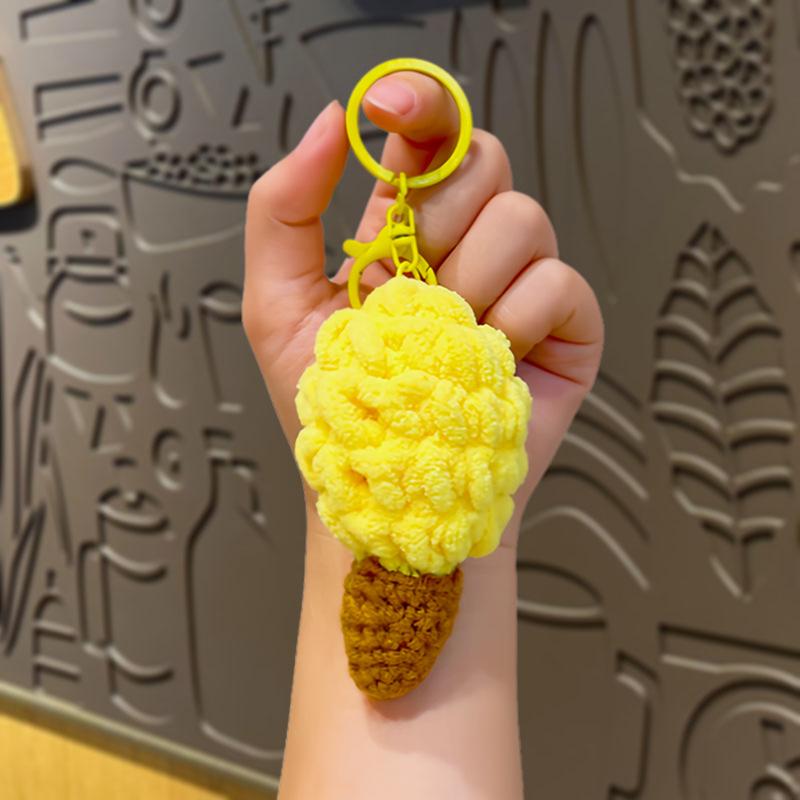 Handmade Woolen Woven Ice Cream Keychain, Simulated Ice Cream Cone Bag, Small Pendant, Cute Hanging Decoration, Small Gift