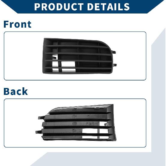No.1K0853665 Fog Light Grill for Volkswagen Golf 2005-2009 Front Left Front Lower Bumper Fog Light Cover Inserts ABS 1 Pc Black