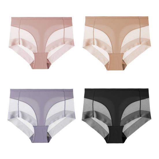 Damen Höschen Nahtlose Eisseide Atmungsaktivität Solide Bauchkontrolle Gute Hohe Taille Farbe Slim Fit Dünn Schnell