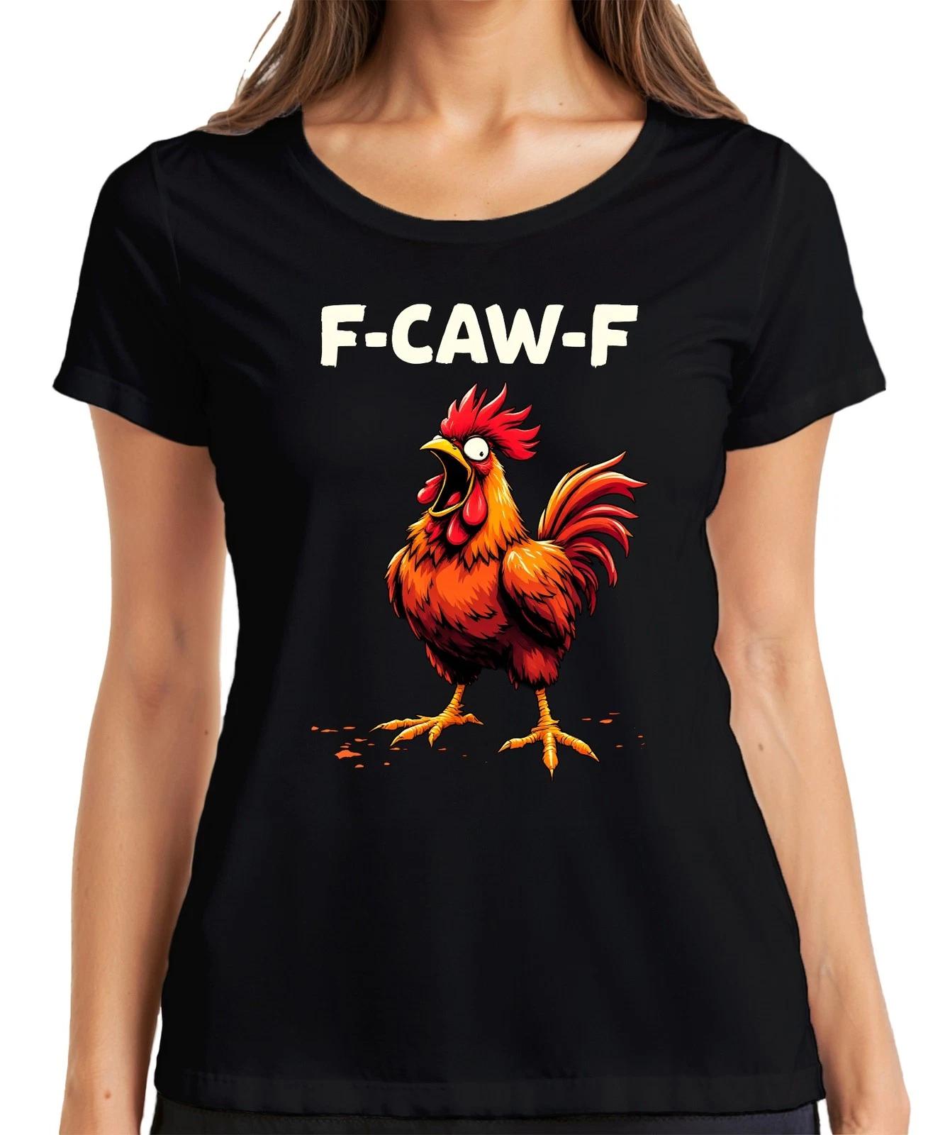 F-CAW-F Schrei Hahn lustig Humor Meme Gockel Cartoon Geschenk Damen T-Shirt XXXL