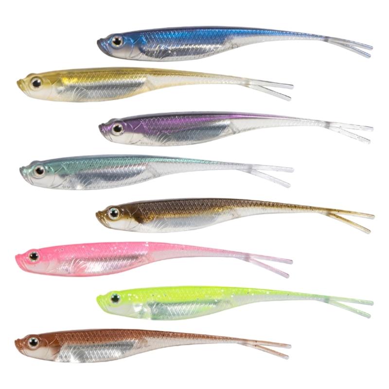 6Pcs Soft Lures Floating Baits Artificial Swimbaits Fork Tail Swimbaits Lures Soft Artificial Baits Fishing Lures