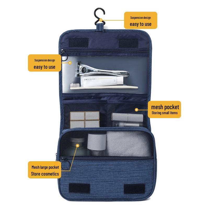 Premium Cationic Waterproof Toiletry Bag: Ideal for Business Trips, Featuring Dry/Wet Separation and Convenient Travel Hook.