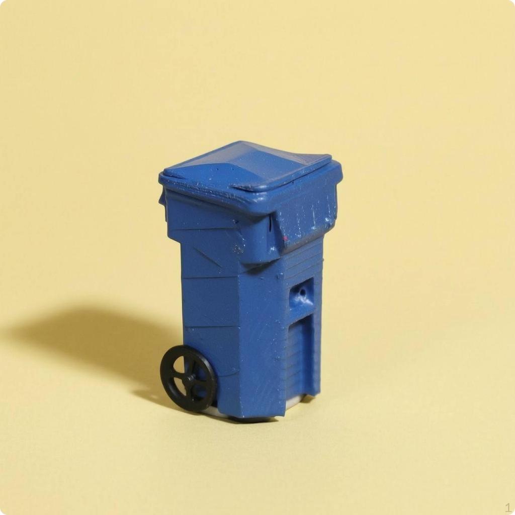 Mini Trash Bin 1:64 Scale Diorama Molded Lid Waste Container Blue Can C