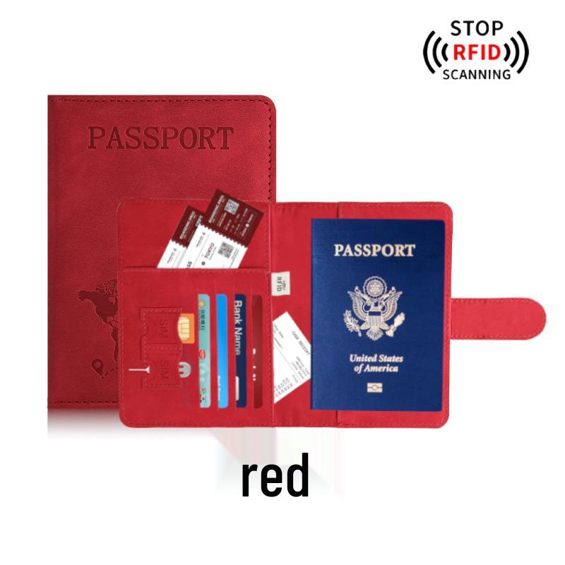 Farbwechselnder PU-Leder-Reiseausweishalter & Gepäckanhänger-Set mit RFID-Schutz