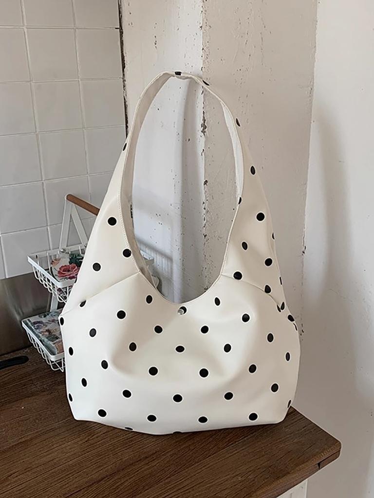Japanese Polka Dot Large Capacity Tote Bag for Women 2026 New Versatile Commuter Underarm Bags Casual Red One Shoulder Handbag