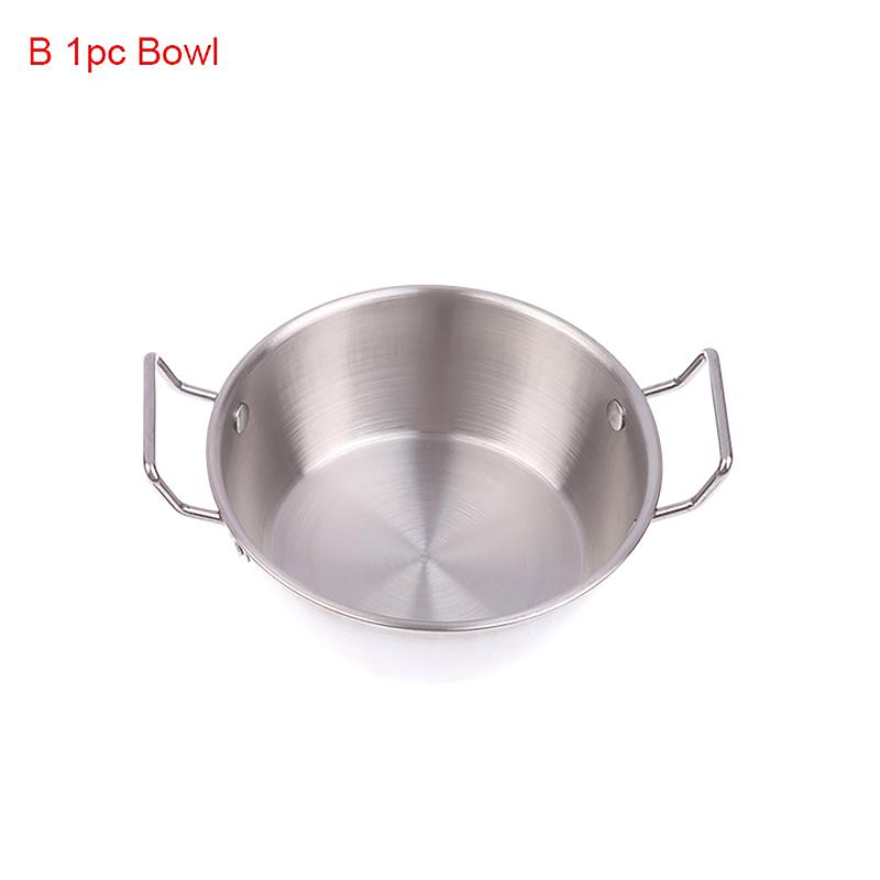 304 Stainless Steel Tableware Set - Silver Instant Noodle Bowl, Korean Rice Wine Bowl, Double-Handle Ladle & Salad Snack Basket