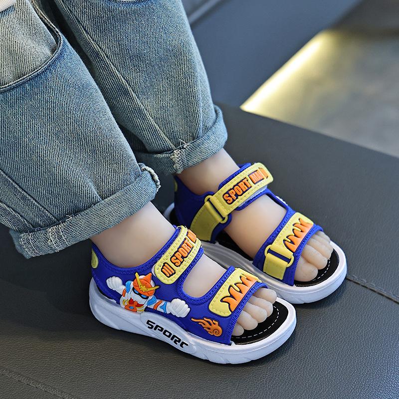 Boys' Summer Sandals Anti-Slip Soft Bottom Velcro Casual Beach Shoes Girls' Baby Shoes Comfortable PVC Material Easy to Wear