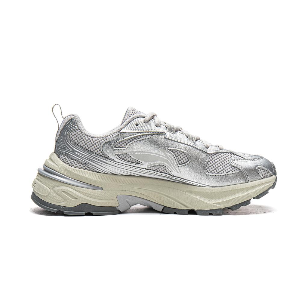 Li Ning Wind Collection Cushioning Slip Resistant Abrasion Resistant Support Low top Casual Shoes Women's Gray AGLW004-2