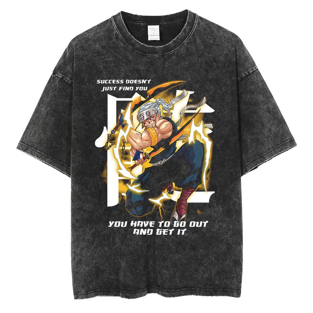 Anime Demon Slayer Rengoku Kyoujurou Graphic Printed Tshirt Men Women Manga T-shirts Washed Cotton Tee Harajuku Male T Shirt