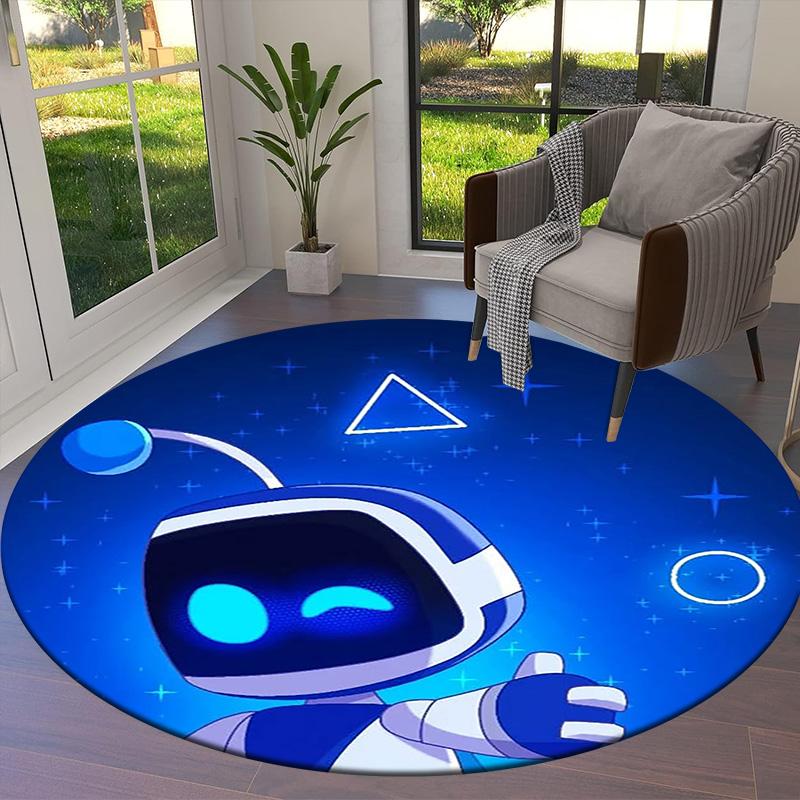 Tappeto Rotondo ASTRO BOT, Tappeto per Soggiorno Camera da Letto Divano Sala Giochi Decorazione, Tappetino Antiscivolo
