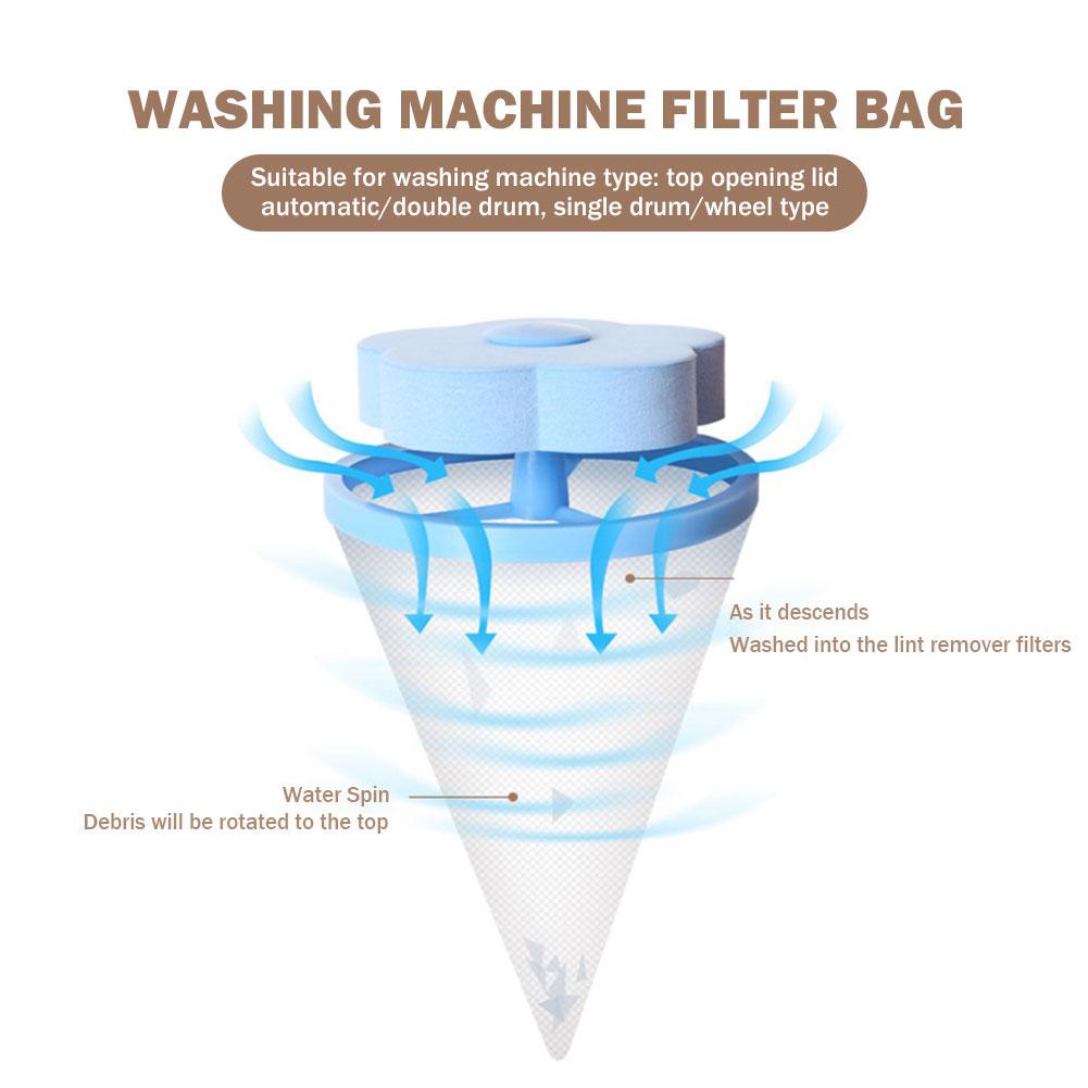 Washing Machine Floating Lint Filter Mesh Bag Reusable Flower Shaped Mesh Dirty Collection Pouch for Dog Cat Fur Hair Collector