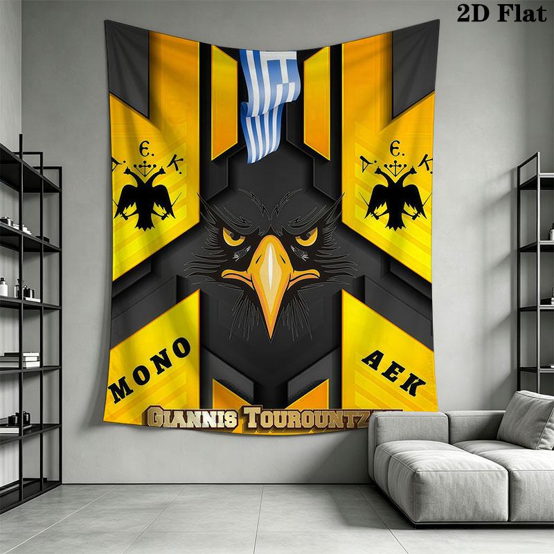 AEK Athens F.C logo Wall Hanging Printed Fabric Blanket Decorative Tapestries for Bedroom Living Room Home Decor