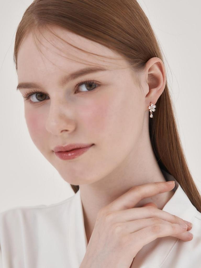 14K GF Flower Water Drop One-Touch Earrings C24EGF205