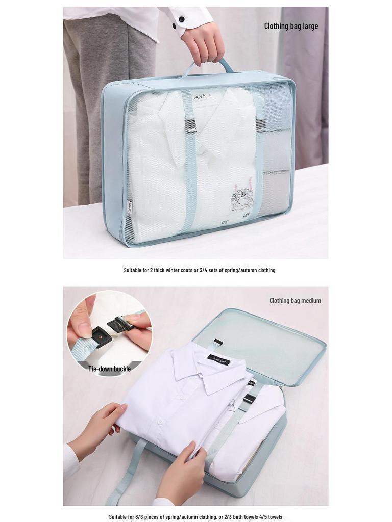 Seven-Piece Travel Storage Set: Wash Bag, Clothes, Underwear Organizer & Folding Sub-Pack