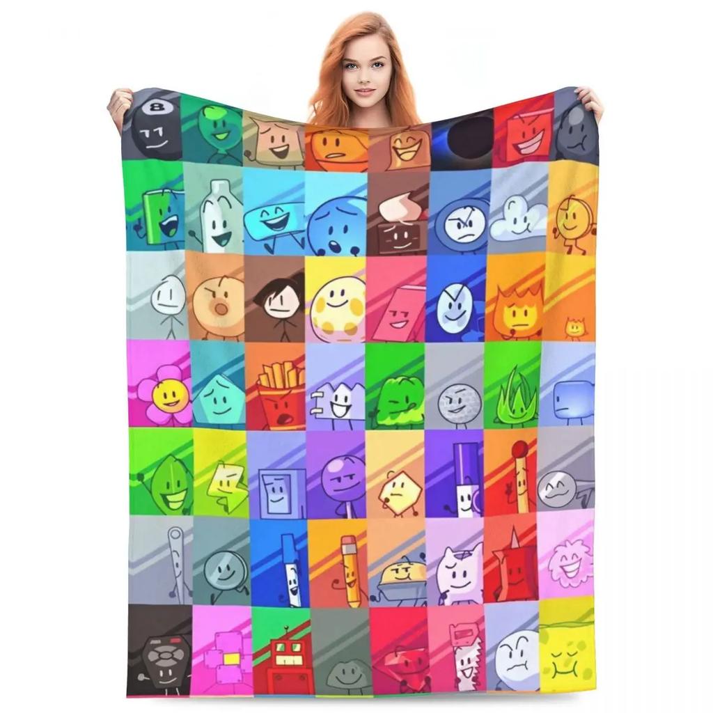 BFDI Inanimate Insanity Alle Charaktere Cartoon-Decke Battle for Dream Island Decke Bettwäsche Büro Weiche Schlafzimmer-Steppdecke