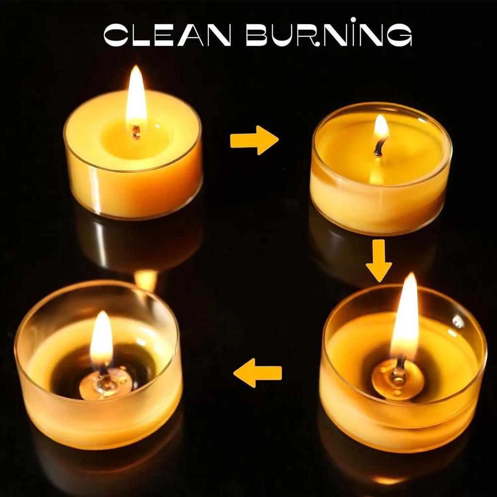 6-48Pcs Beeswax Votive Candles Handmade Bees Wax Candle Smokeless Beeswax Tealight Candles Wedding Spa Gift Home Decor