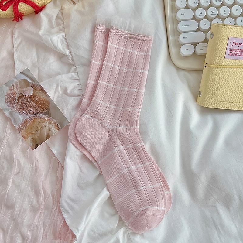 Chaussettes montantes tube d'été fines pour femmes, rayées, dentelle, maille dentelle, respirantes, sans os