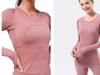 Women's Quick Dry Long Sleeve Yoga & Running Top - Round Neck, Sweat-Wicking, Fitness T-Shirt