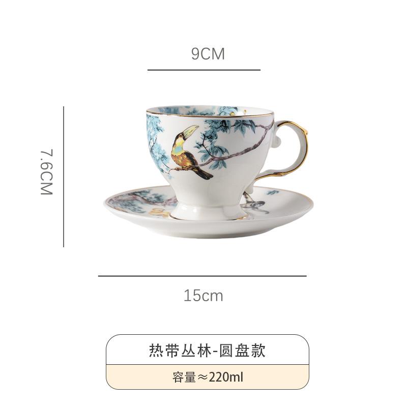 Flower and bird coffee cups and saucers, hand-painted ceramic mugs, household afternoon tea cups