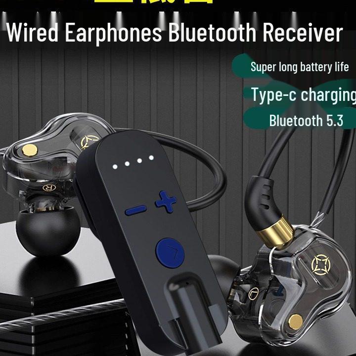 Universal Clip-On Bluetooth Headphone Receiver with Extended Battery, High-Quality Sound, Noise Reduction, and HD Calls