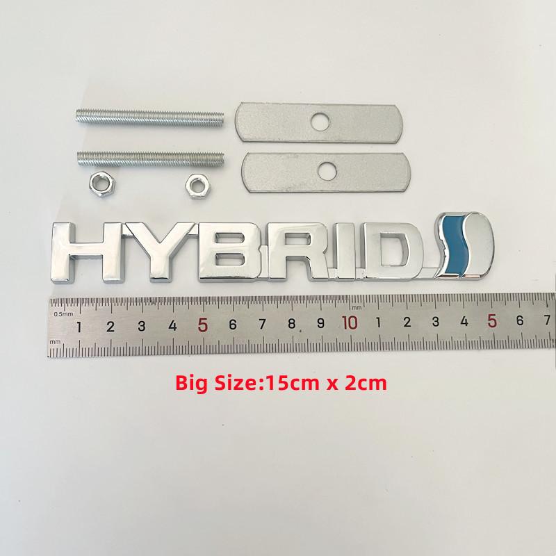 3D Metal HYBRID Logo Grill Side Fender Rear Trunk Emblem Badge Car Sticker Decals For Toyota Prius Camry Crown Auris Rav4s TRD