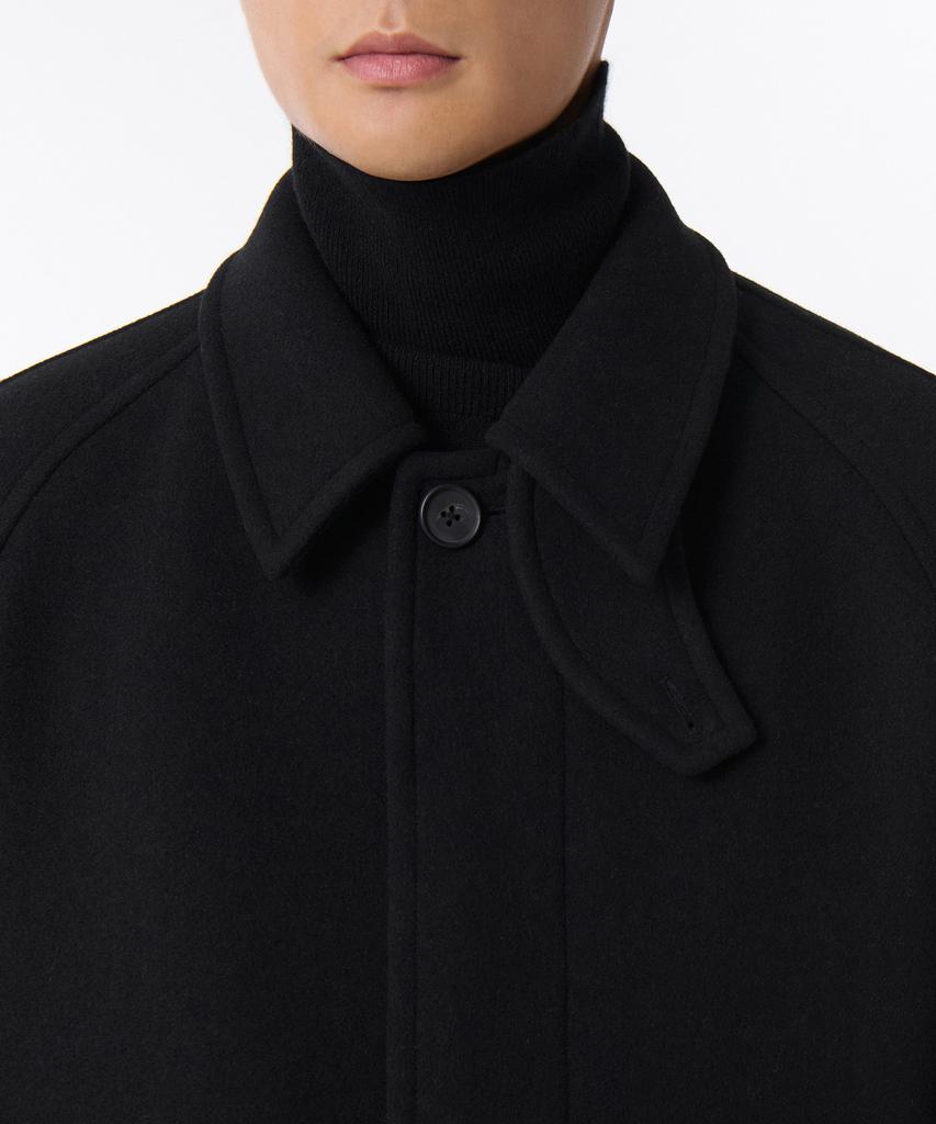 Musinsa Standard Wool Blend Oversized Half Balmacaan Coat [Black]