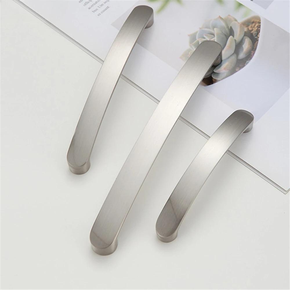 Bright Chrome Furniture Cabinet Handle Modern Minimalist Kitchen Door Knob Brushed Drawer Wardrobe Door Pull Hardware Dress Knob