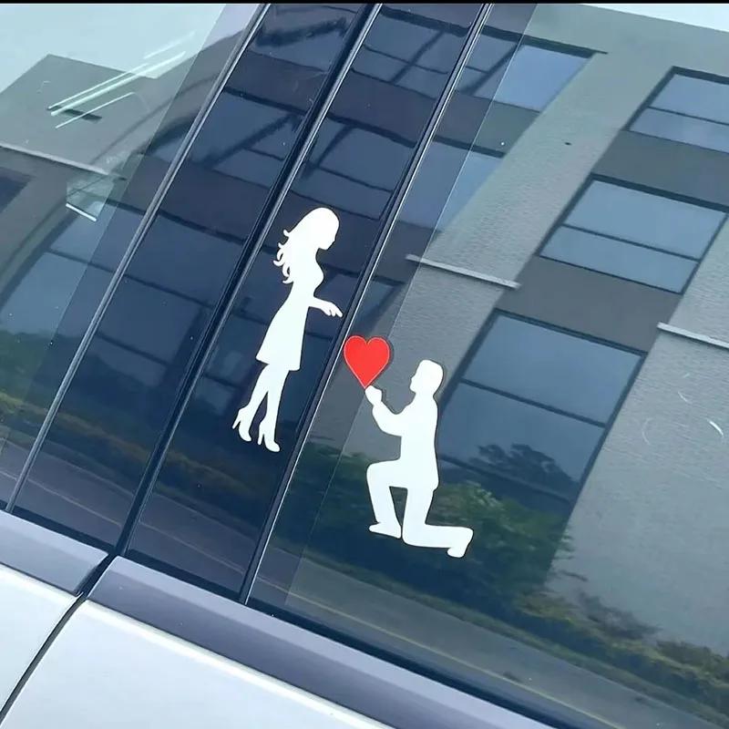Autoaufkleber Liebe Paar Heiratsantrag Romantischer Heiratsantrag Aufkleber Kreative Karosserie Tür Auto Seitenscheibe Wasserdicht Motorrad Aufkleber Umbau