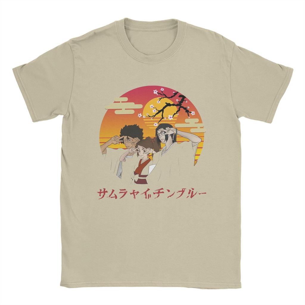 Men's Fuu Mugen Jin Samurai Champloo Sunset T Shirts Pure Cotton Clothes Short Sleeve O Neck Tee Shirt Gift Idea T-Shirts