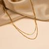 Trendy Double Satellite Chain Necklaces for Women Girls,Gold Color Stainless Steel Link Choker Collar Charm Necklace Party Gifts