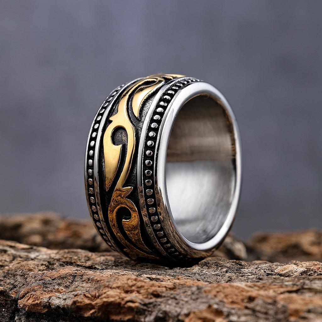 Vintage Style Bold Totem Stainless Steel Ring Fashion Accessory