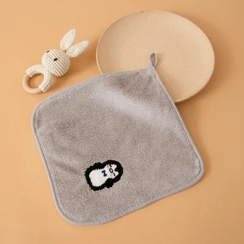 26x26cm Soft Baby Towels Cute Coral Velvet Absorbent Face Hand Towel Kids Shower Wipe Washcloth Children Handkerchief Bath Towel