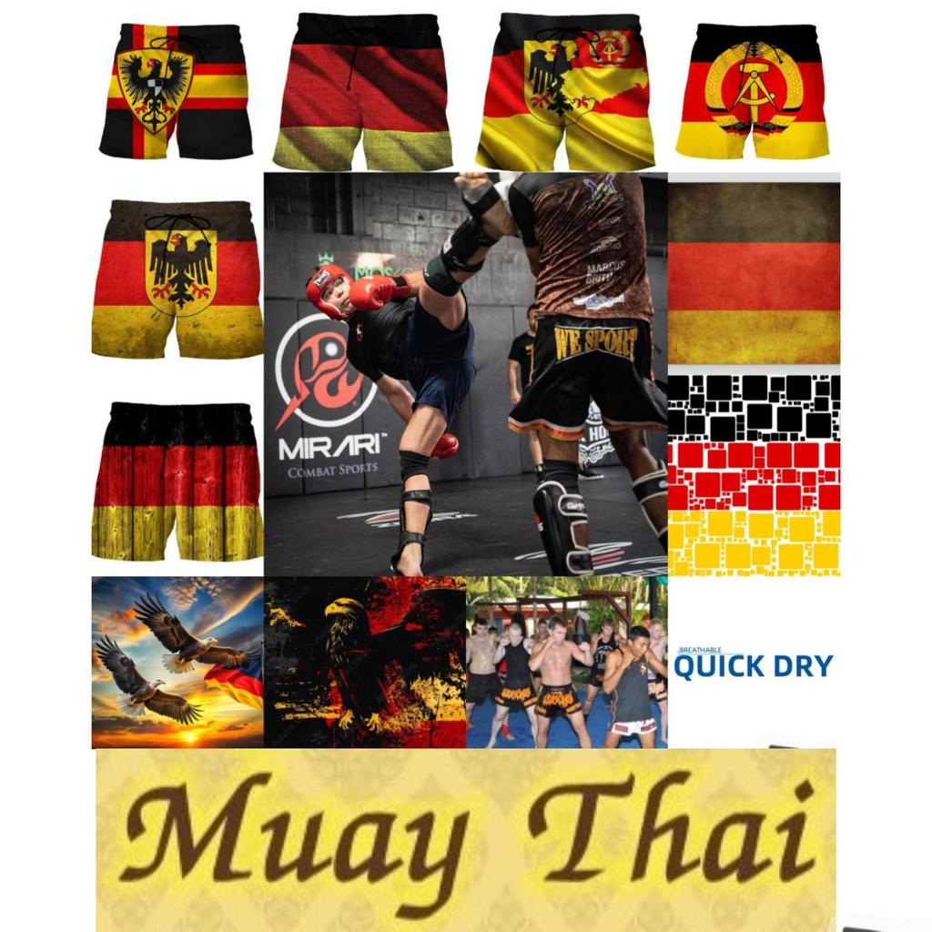 Boxing Muay Thai Shorts Germany National Flag Eagle 3D Print Fighting Training Unisex Men Women Quick Dry Fitness Gym Sport Workout Casual Streetwear