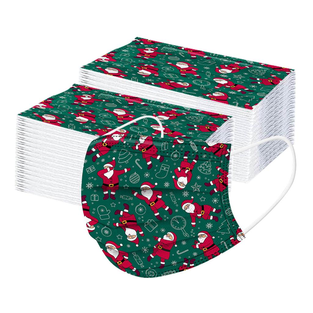 100pcs Christmas Print  for  Face Mask Disposable Earloop Mask