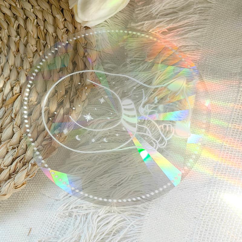 Sonnenfänger PVC Selbstklebende Glasfensteraufkleber Katze Motte Energie Sonnenfänger Tapete Regenbogenprismen Aufkleber Sonnenlicht Abziehbilder