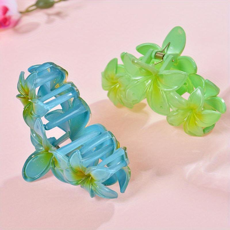 1Pcs Frangipani Flower Shaped Hair Clip Colorful Shark Clip Hairpin Headwear Vintage Headdress Hair Accessories For Women