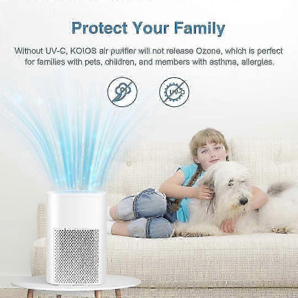 Purificator de aer pentru alergii și astm, Mini purificator de aer pentru dormitor, casă, birou, praf, animale de companie, camere mici, portabil De less