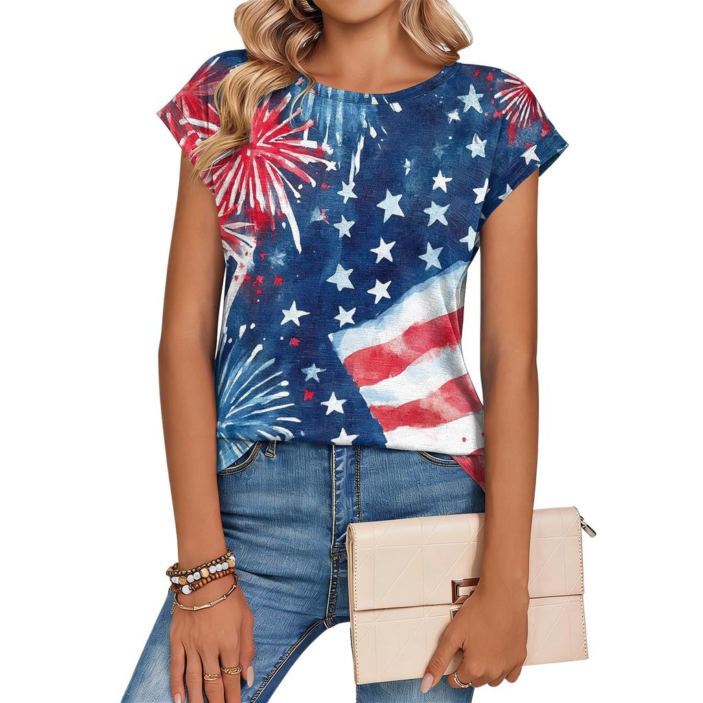 Women's Loose-Fit Fashionable Casual Retro Print T-Shirt