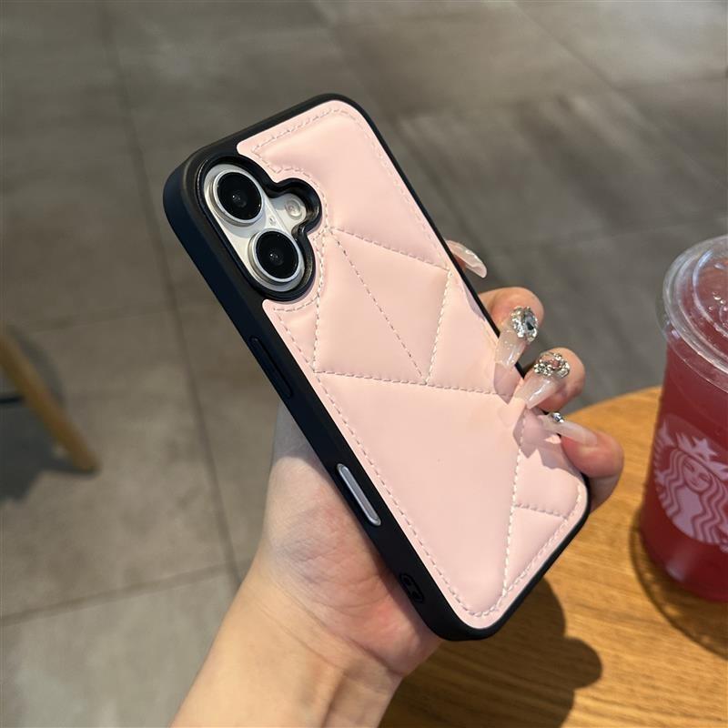 Down jacket Matte Leather Phone Case For iPhone 11 12 13 14 15 16 Pro Max Plus Protection Shockproof Silicone Cover