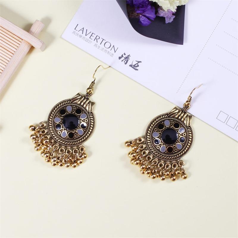 Vintage Ethnic Dangle Earrings Boho Disc Ball Tassel Drop Earrings Indian Jewelry Fashion All Match Women Accessories