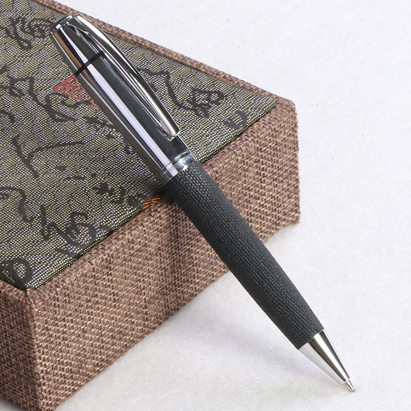 Leather-Grain Metal Ballpoint Pen, Pr Planning Advertising Pen, Rotating Oil-Based Pen, Hotel Business Gift Oil Pen Bullet type 1.0