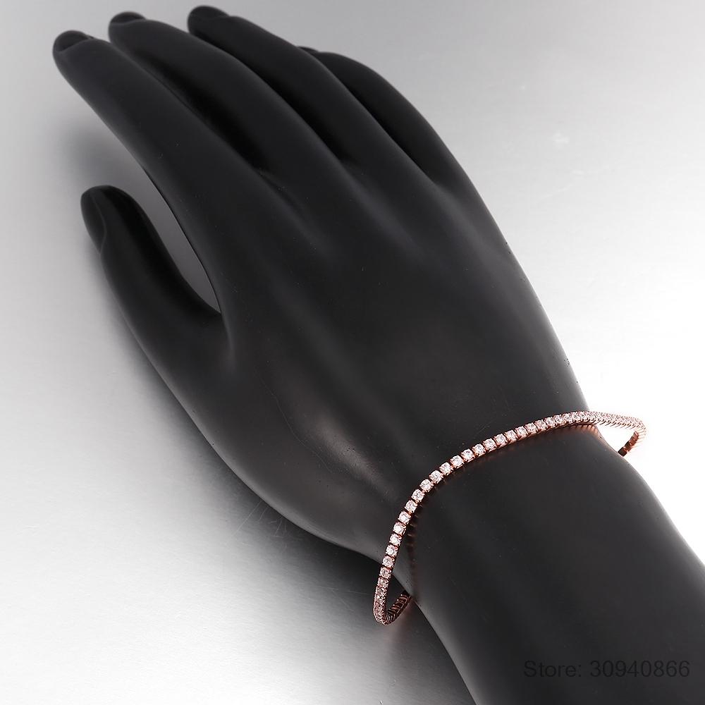 100% 925 Silver Simulated Moissanite Diamond Bracelets for Women Yellow White Gold Color Birthday Jewelry Gift