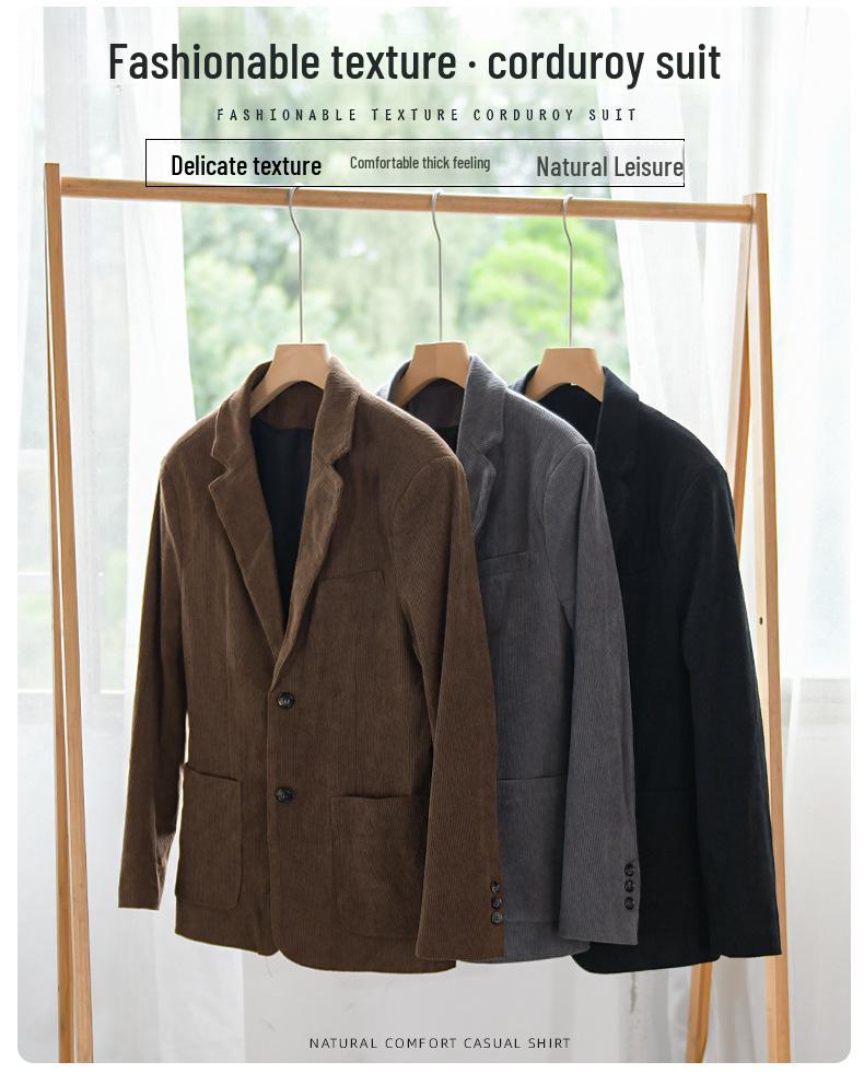 Men's Slim-Fit Corduroy Jacket, Versatile Autumn Business Casual W806